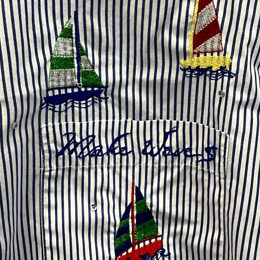Quacker Factory Nautical Embroidered Button Down … - image 7